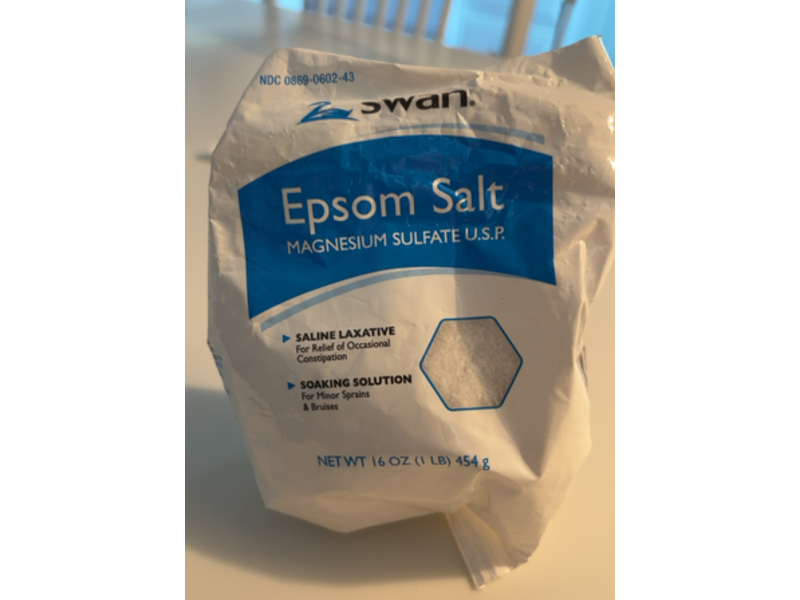 Swan Epsom Salt, Magnesium Sulfate, 16 oz/454 g