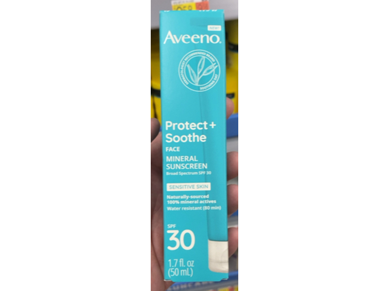 Aveeno Protect + Soothe Face Mineral Sunscreen, SPF 30, 1.7 fl oz/50 mL