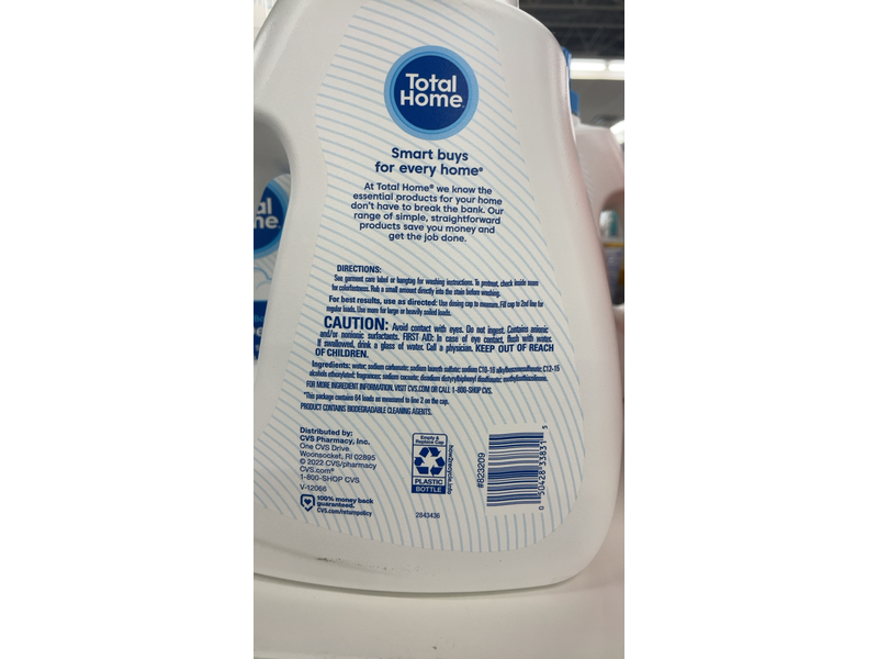Total Home Laundry Detergent, Fresh Scent, 64 Loads, 100 fl oz/2.95 L