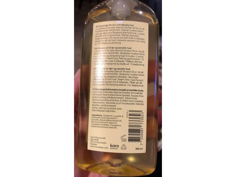 Locobase Everyday Special Shower Oil, Fragrance Free, 300 mL