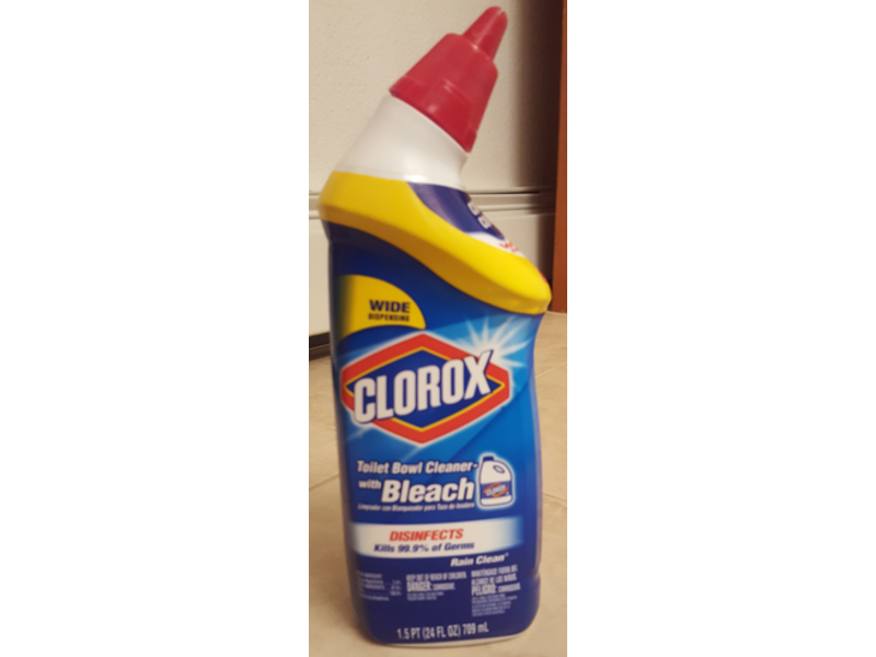 Clorox Toilet Bowl Cleaner, Bleach, Rain Clean, 24 fl oz/709 mL, Pack Of 2