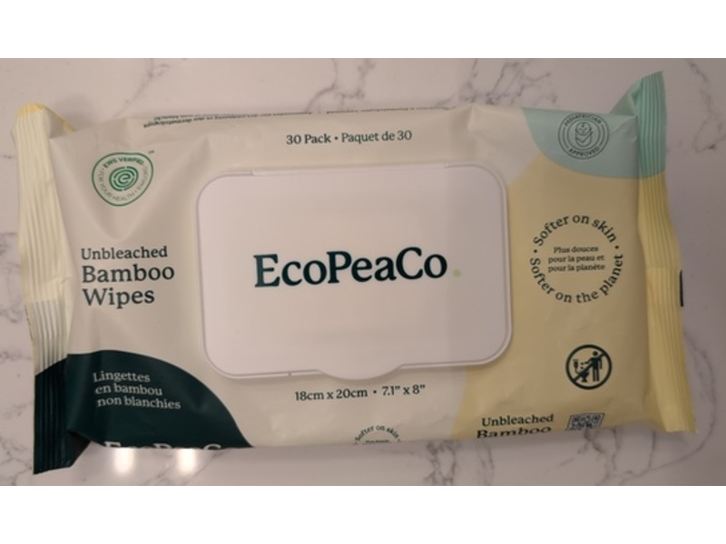 EcoPeaCo. Unbleached Baby Wipes, 30 Count