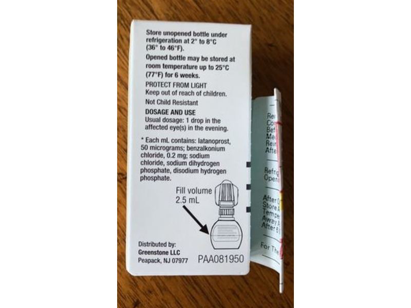 Latanoprost Ophthalmic Solution 0.005%, 125 mcg/2.5 mL, Greenstone (RX)