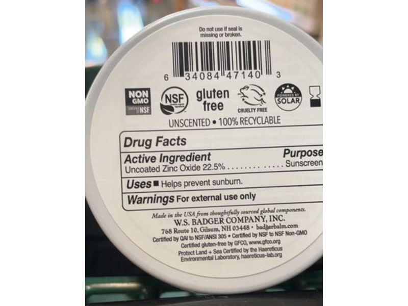 Badger Clear Zinc Sunscreen Cream, Reef Friendly, SPF 40, 2.4 oz/68 g