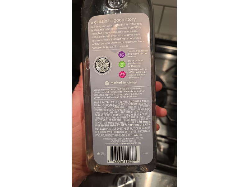 Method Gel Hand Wash Refill, Vetiver + Amber, 34 fl oz/1 L