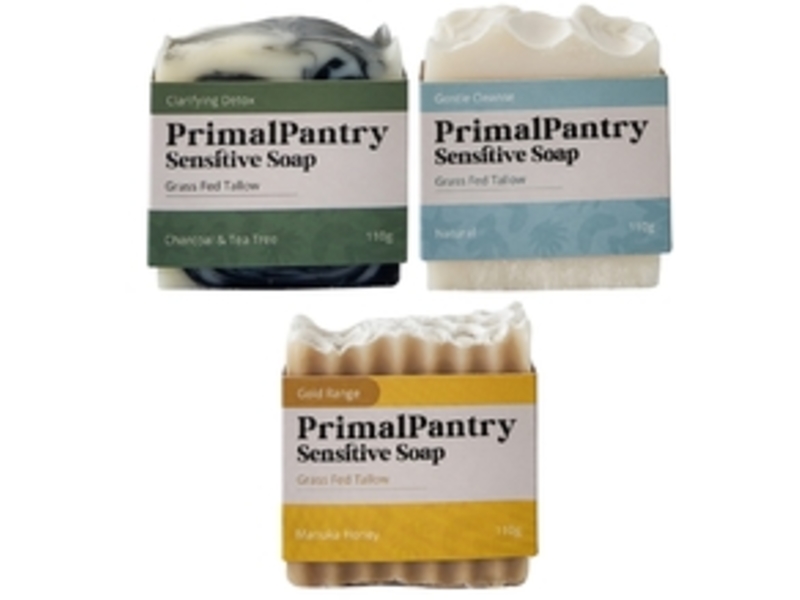 Primalpantry Sensitive Soap, Charcoal & Tea Tree, Natural & Manuka Honey, 110 g