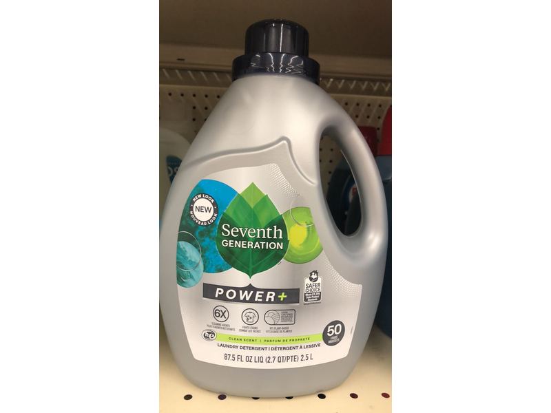 Seventh Generation Power+ Liquid Laundry Detergent, Clean Scent, 50 Loads, 87.5 fl oz/2.5 L