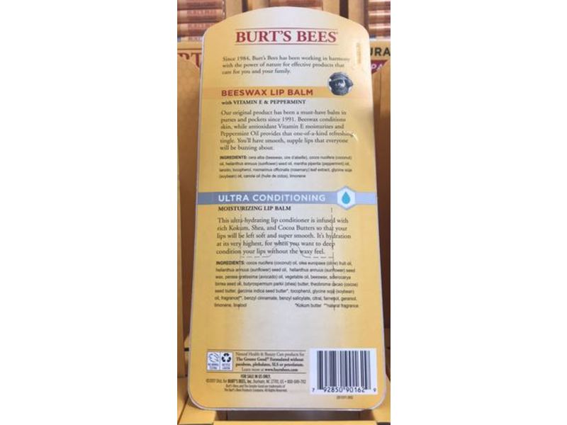 Burt's Bees Beeswax + Ultra Conditioning Lip Balm Set, 0.15 oz/4.25 g, 8 Count
