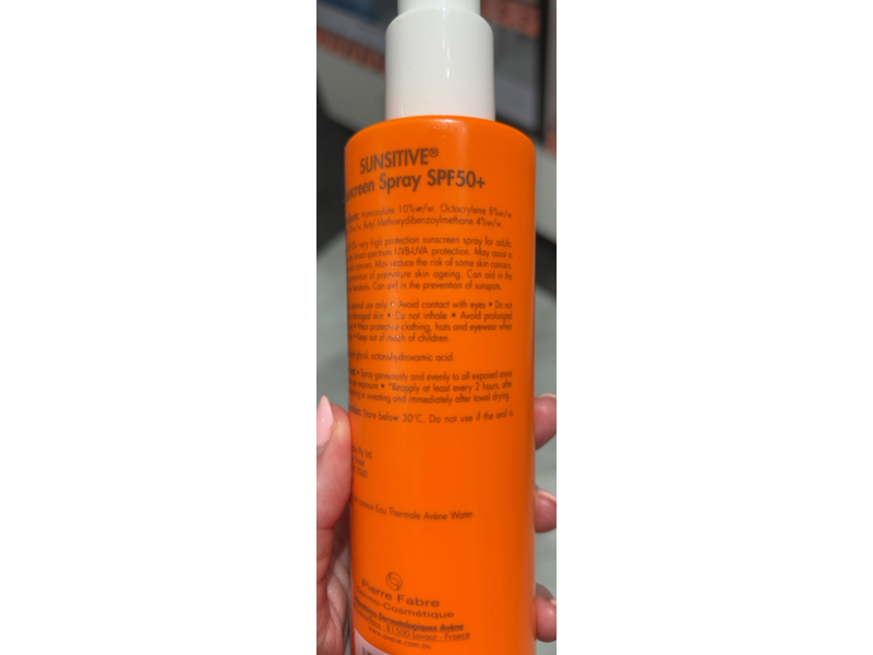 Avene Sunsitive Sunscreen Spray, SPF 50+, 200 mL