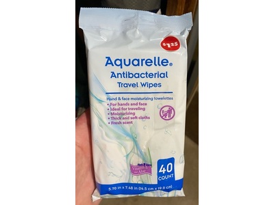 Aquarelle Antibacterial Travel Wipes, 40 Count
