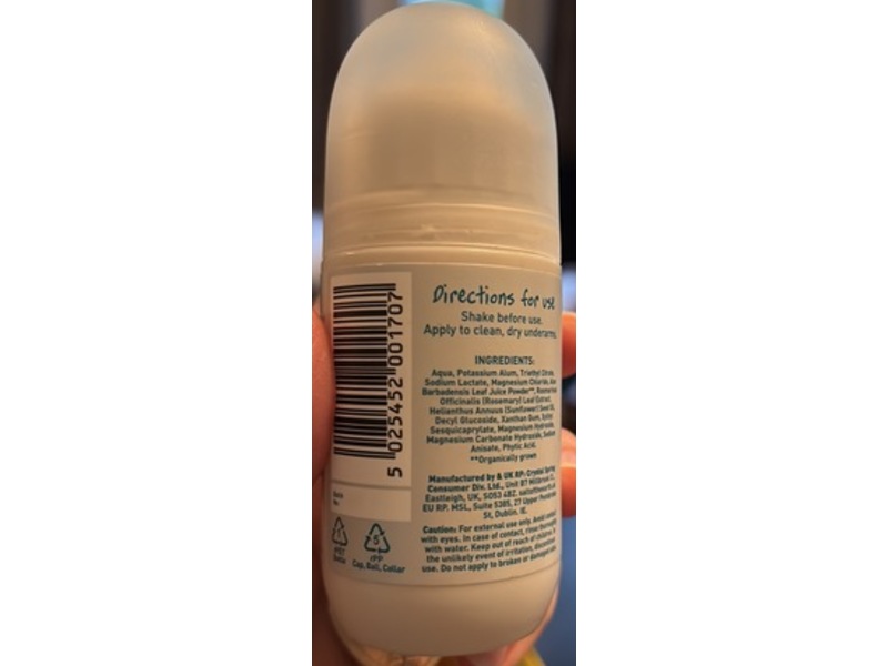 Salt Of The Earth Deodorant Roll-On, Unscented, 2.53 fl oz/75 mL