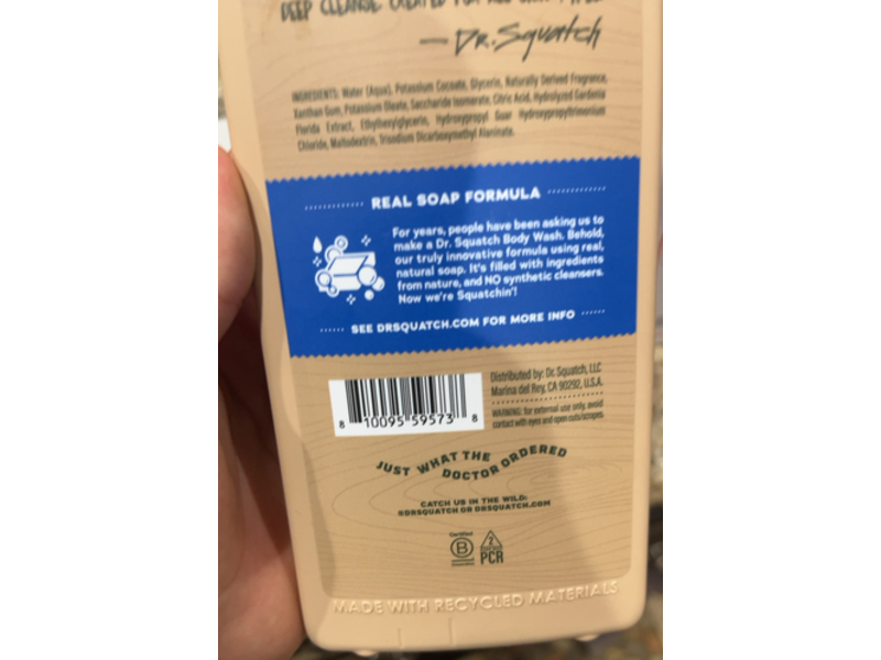 Dr. Squatch Men's Natural Body Wash, Fresh Falls, 14 fl oz/414 mL