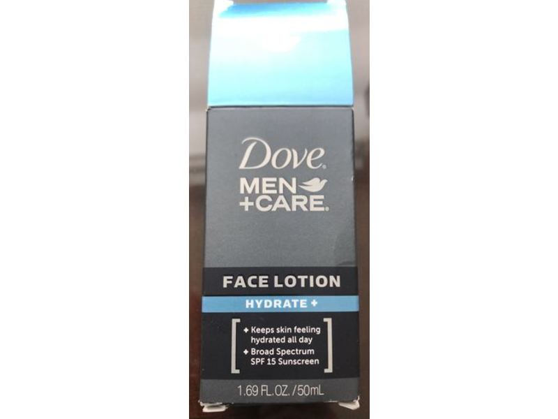 Dove Men + Care Face Lotion, Hydrate+, SPF 15, 1.69 fl oz/50 mL