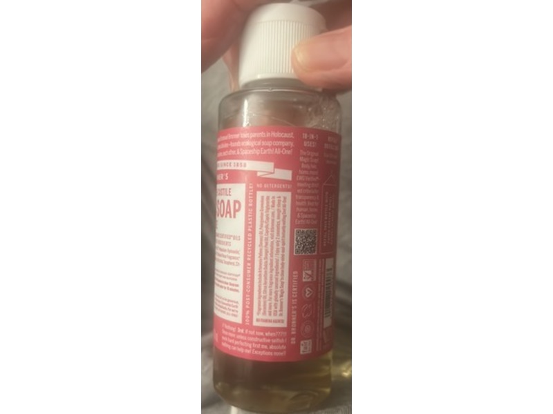 Dr.Bronner's 18-In-1 Pure Castile Magic Soap, Rose, 3.4 fl oz/100 mL