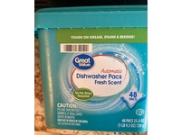 Great Value Automatic Dishwasher Pacs, Fresh Scent, 25.3 oz/720 g, 48 Count - thumbnail 2