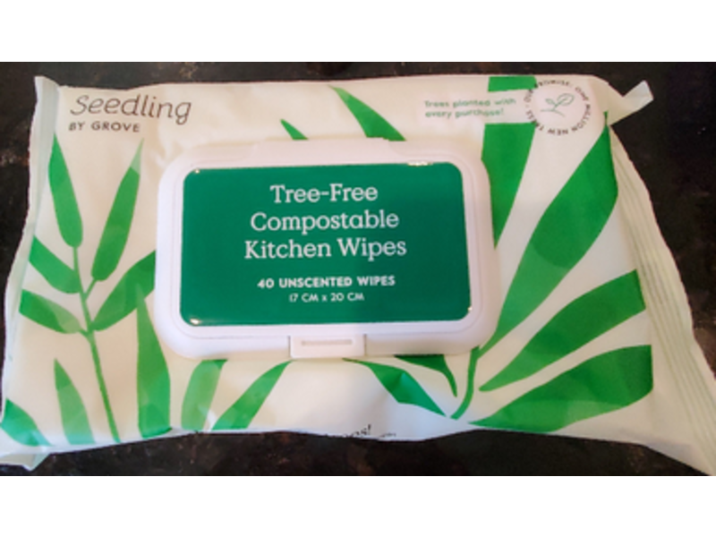 Grove Collaborative Seedling By Grove Tree-Free Compostable Kitchen Wipes, Unscented, 40 Count