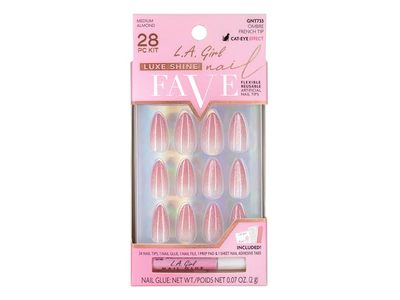 L.A. Girl Luxe Shine Fave Nail Tips + Glue, Ombre French GNT733, 28 Count