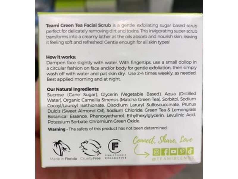 Teami Facial Scrub, Green Tea, 2.5 fl oz/75 mL