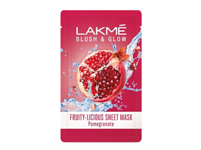 Lakme Blush & Glow Fruity-Licious Sheet Mask, Pomegranate Punch, 25 mL, 1 Count