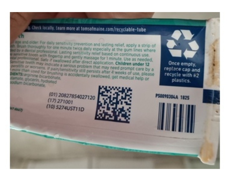 Tom’s Of Maine Sensitive+Rapid Relief Toothpaste, Gentle Mint, 4.5 oz/127 g