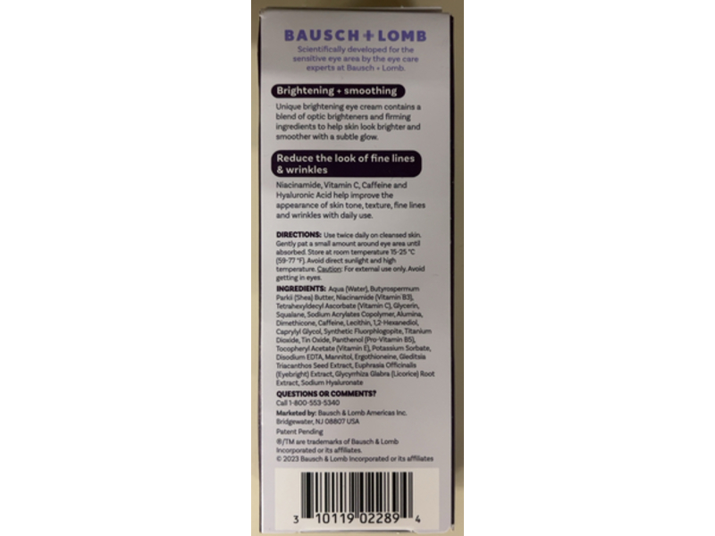 Lumify Hydra Brightening Eye Cream, Niacinamide + Vitamin C, Bausch + Lomb, 0.5 oz/15 g