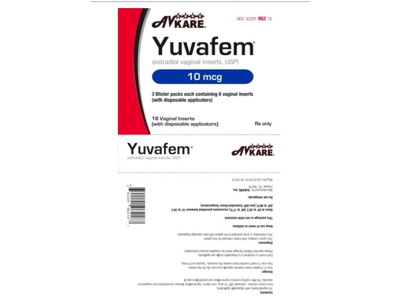 Yuvafem Estradiol Vaginal Inserts, 10 mcg, 18 Count