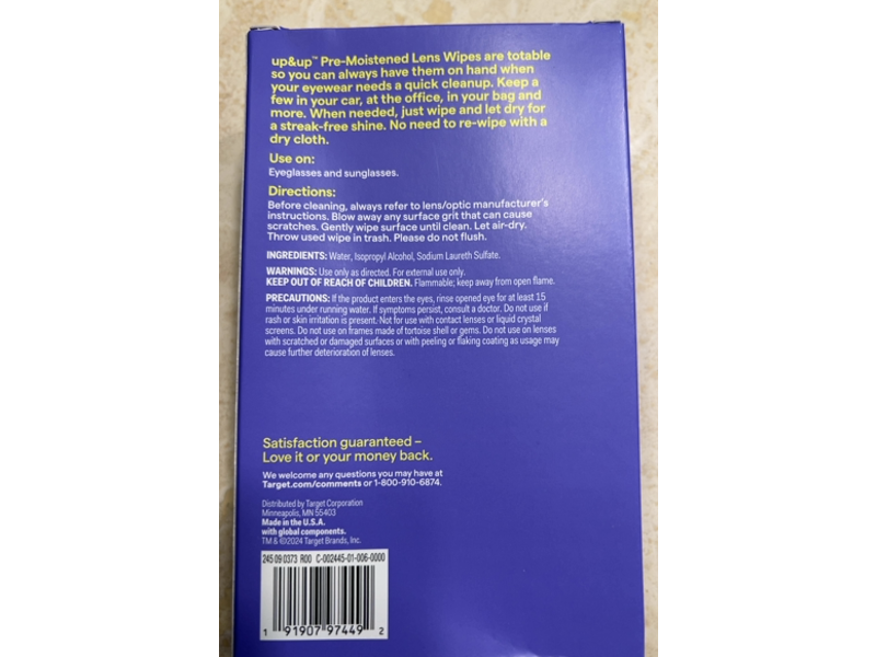 Up&Up Pre-Moistened Lens Wipes, 60 Count