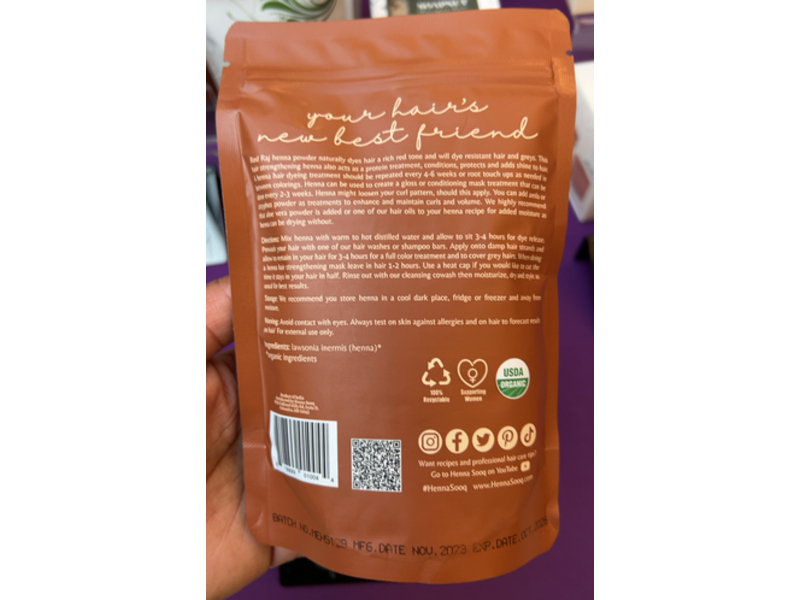 Henna Sooq High Dyeing Henna Powder, Red Raj, 3.5 oz/100 g