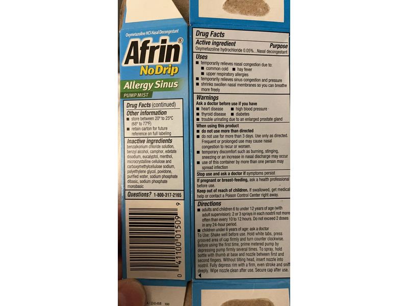 Afrin No Drip Allergy Sinus Nasal Spray, 1/2 fl oz/15 mL