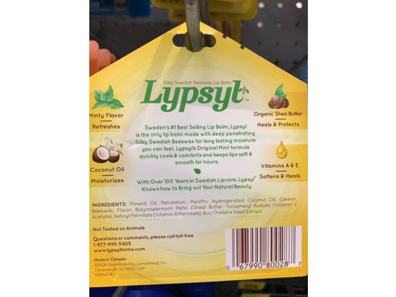 Lypsyl Intense Protection Original Mint Lip Balm, Shea Butter & Coconut Oil, 0.10 oz