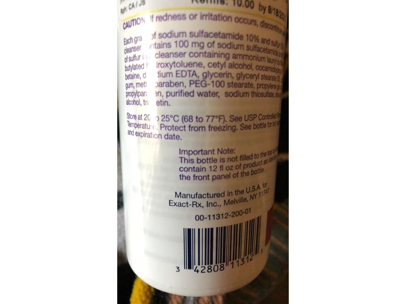 EXACT-RX Sodium Sulfacetamide And Sulfur 10%/5% Cleanser 6 oz (RX)