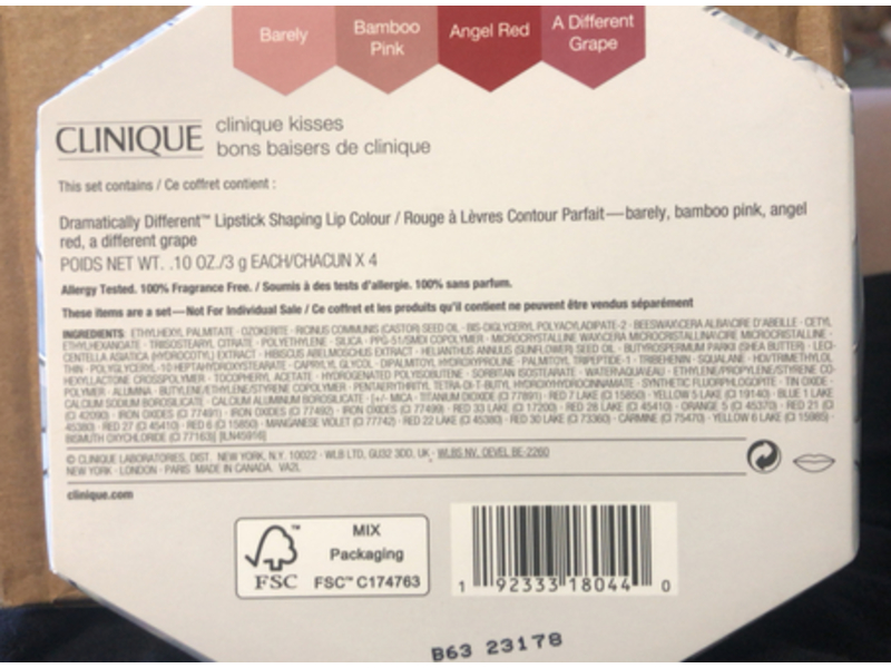 Clinique Kisses Lipstick Set, 10 oz/3 g, 4 Count