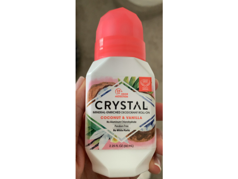 Crystal Mineral- Enriched Deodorant Roll-On, Coconut & Vanilla, 2.225 fl oz/66 mL