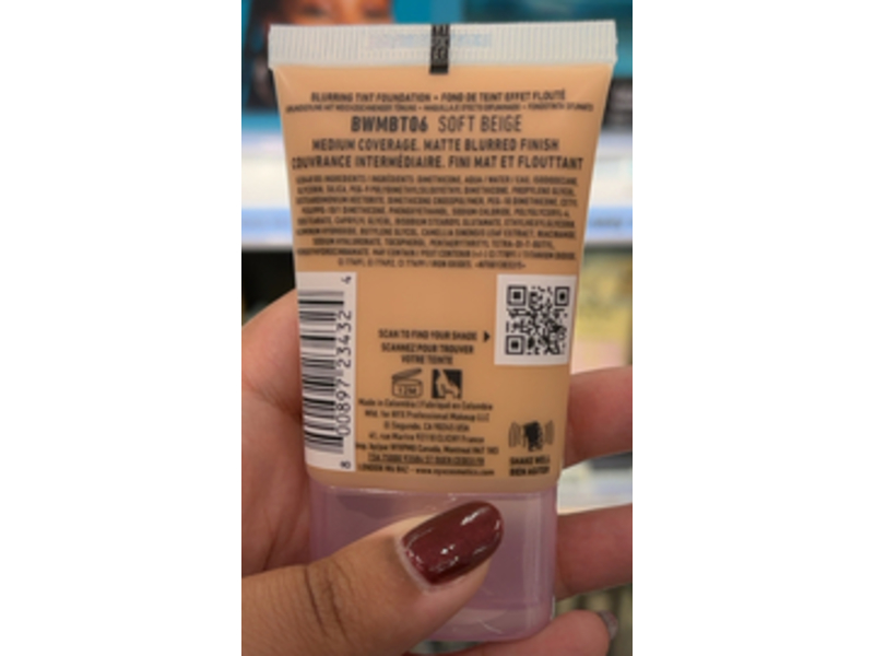 Nyx Professional Makeup Bare With Me Blur Tint Foundation, 06 Soft Beige, 1.01 fl oz/30 mL