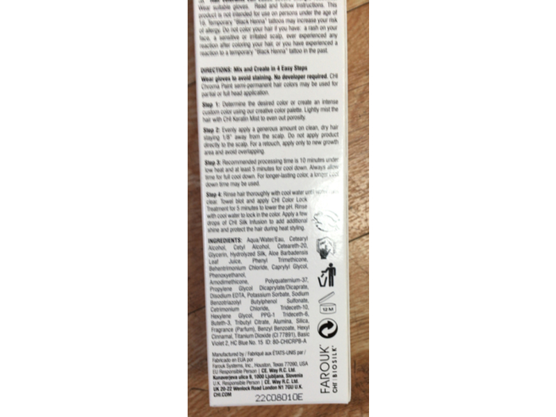 Chi Chroma Paint Bold Semi-Permanente Hair Color, Purple Blitz, Violet, 4 fl oz/118 mL