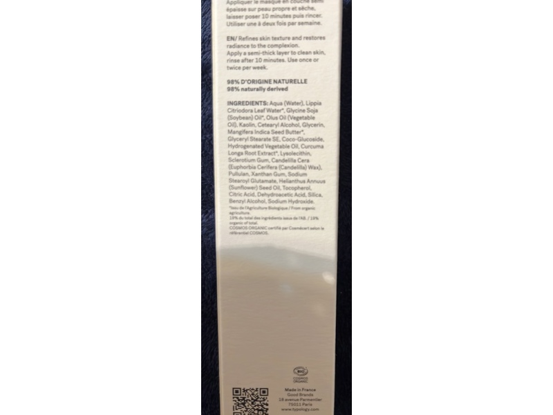 Typology P74 Radiance Mask, Argile Jaune + Curcuma Bio, 50 mL