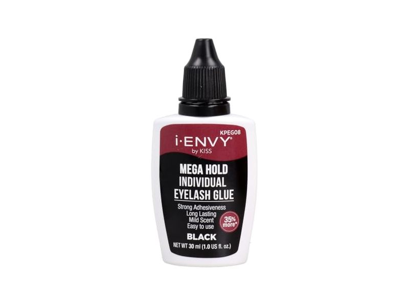 I Envy By Kiss Mega Hold Individual Eyelash Adhesives, Black, 1 oz/27.5 g