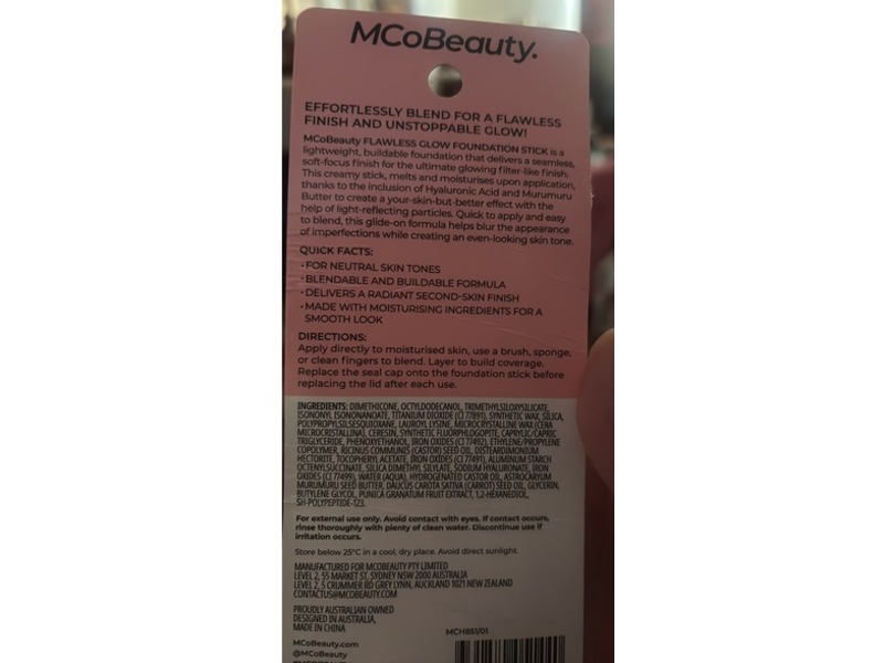 MCoBeauty Flawless Glow Foundation Stick, 1 Very Fair, 0.31 oz/9 g