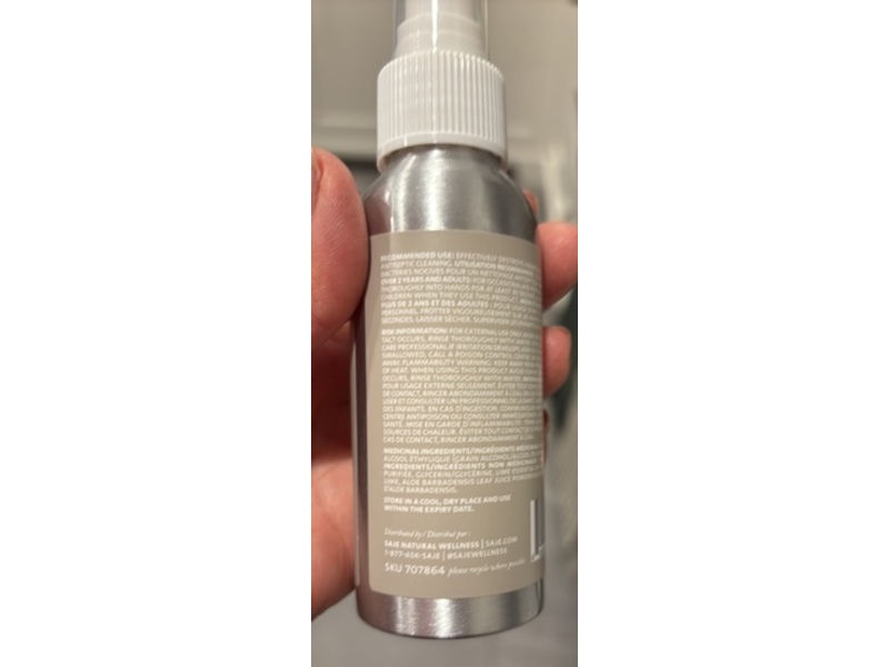 Saje Hand Sanitizer Antibacterial Spray, 3.4 fl oz/100 mL