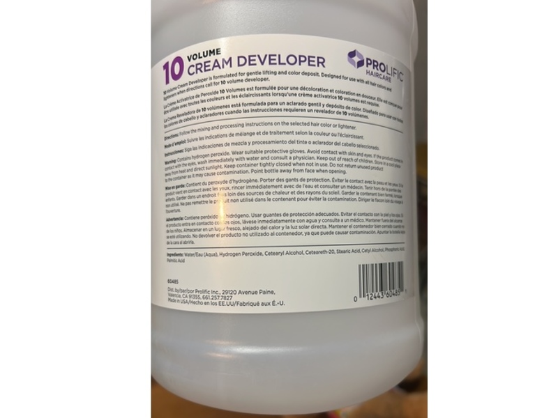 Prolific Haircare Cream Developer, 10 Volume, 3.78 L