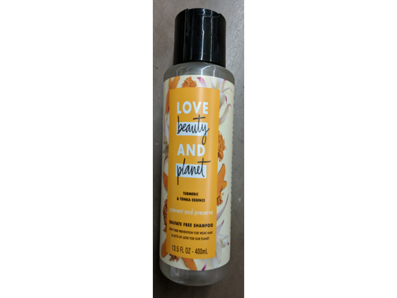 Love Beauty And Planet Prevent & Preserve Shampoo, Turmeric & Tonka Essence, 13.5 fl oz/400 mL
