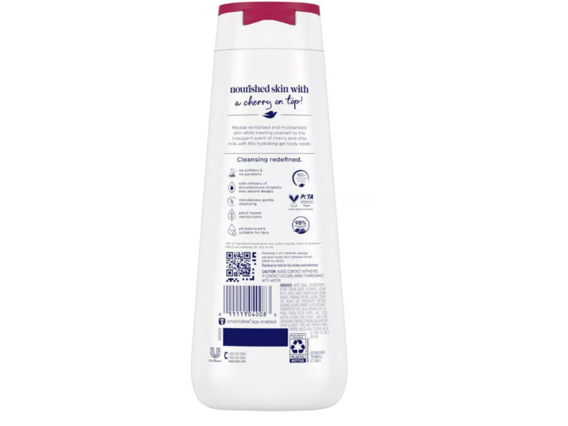 Dove Revitalizante Body Wash, Cherry & Chia Milk, 20 fl oz/591 mL