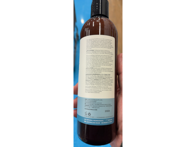 Sukin Haircare Hydrating Conditioner, 16.9 fl oz/500 mL