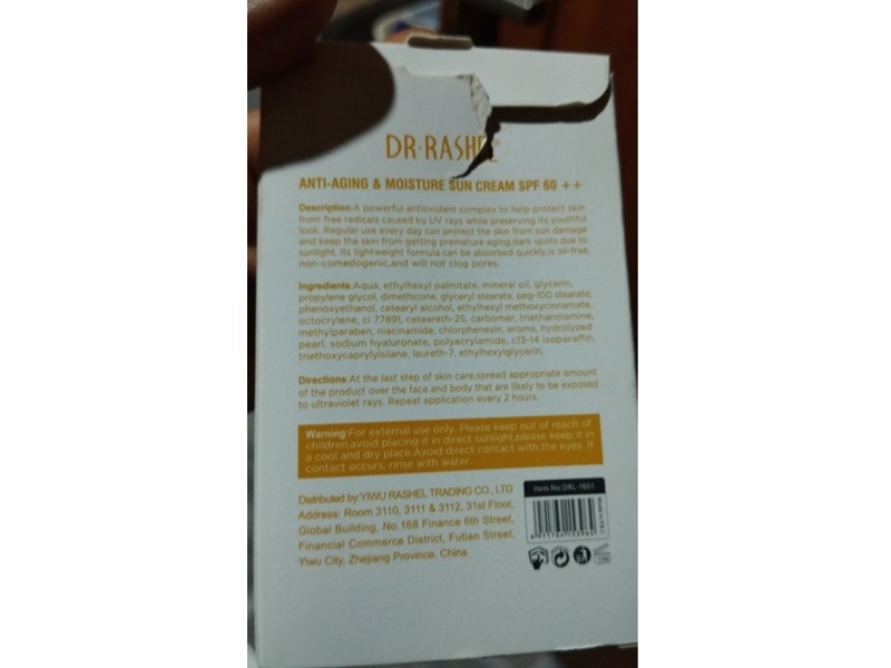 Dr. Rashel Anti Aging Moisture Sun Cream, SPF 60++, 2.12 oz/60 g