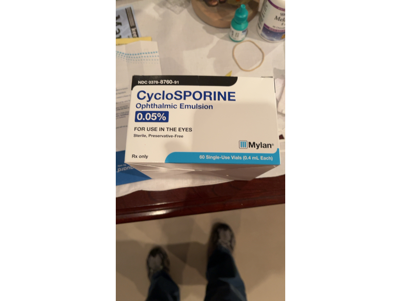 Cyclosporine Ophthalmic Emulsion 0.05%, 0.4 mL pack of 60, Mylan Pharmaceuticals (Rx)