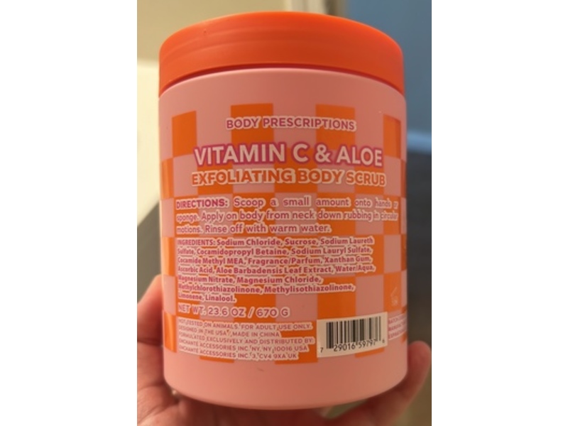 Body Prescriptions All The Vibe Exfoliating Body Scrub, Vitamin C & Aloe, 23.6 oz/670 g