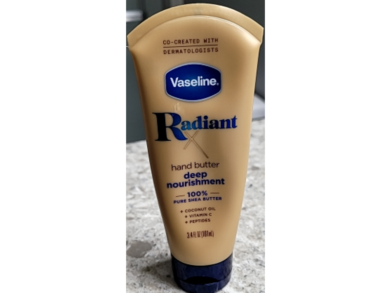 Vaseline Radiant Hand Butter, Pure Shea Butter, 3.4 fl oz/101 mL, Pack of 2