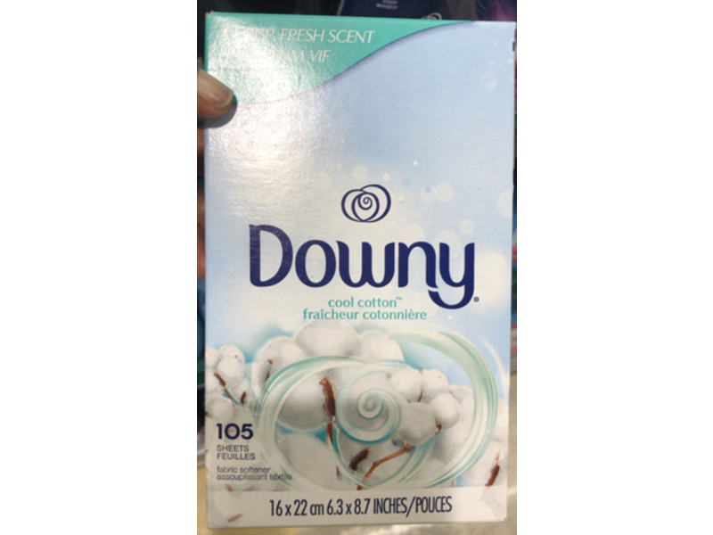 Downy Cool Cotton Fabric Softener Dryer Sheets, A Crisp Fresh, 105 Counts