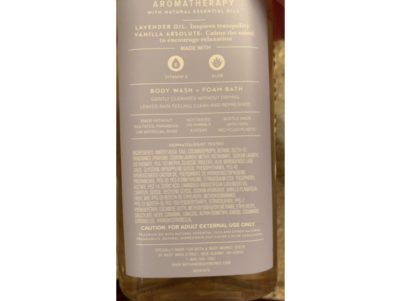Bath & Body Works Aroma Therapy Body Wash + Foam Bath, Lavender + Vanilla, 10 fl oz/295 mL