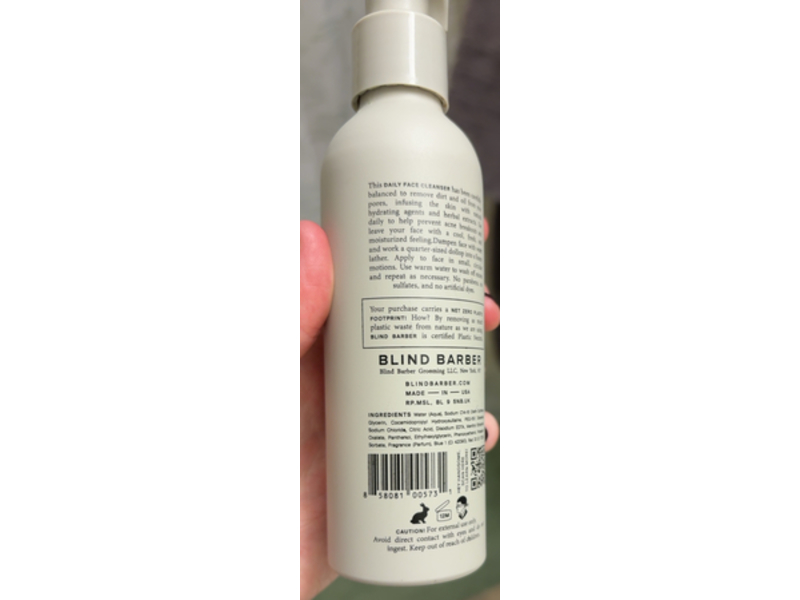 Blind Barber Daily Face Cleanser, Watermint Gin, 5 fl oz/150 mL